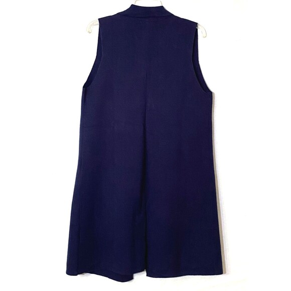 Charter Club Sleeveless Duster Womens M Navy Blue Wool-Effect Open Front NWOT - Picture 3 of 13